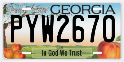 GA license plate PYW2670