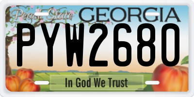 GA license plate PYW2680