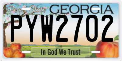GA license plate PYW2702