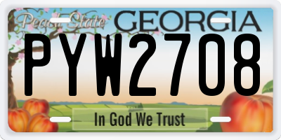 GA license plate PYW2708