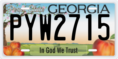 GA license plate PYW2715