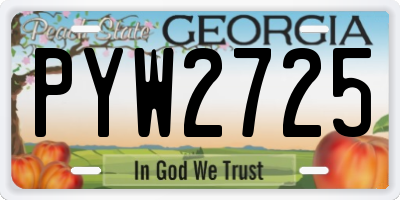 GA license plate PYW2725