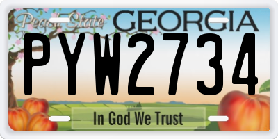 GA license plate PYW2734