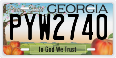 GA license plate PYW2740
