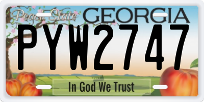 GA license plate PYW2747