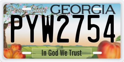 GA license plate PYW2754