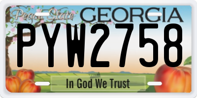 GA license plate PYW2758