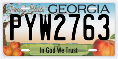 GA license plate PYW2763