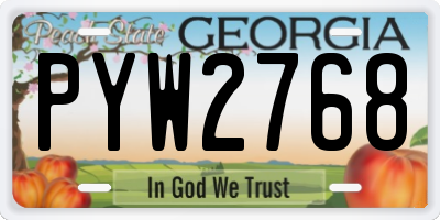 GA license plate PYW2768