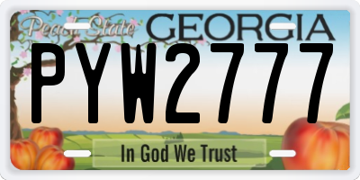 GA license plate PYW2777