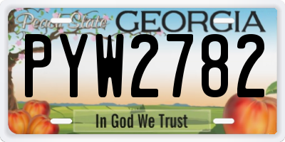 GA license plate PYW2782