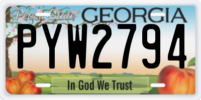 GA license plate PYW2794