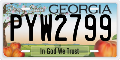 GA license plate PYW2799