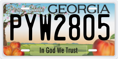 GA license plate PYW2805