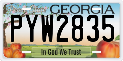 GA license plate PYW2835