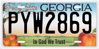 GA license plate PYW2869