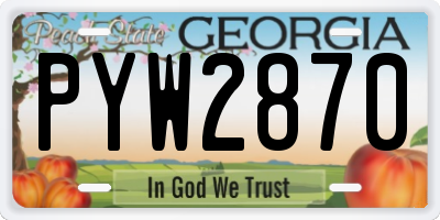 GA license plate PYW2870