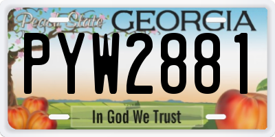 GA license plate PYW2881