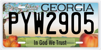 GA license plate PYW2905