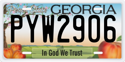 GA license plate PYW2906