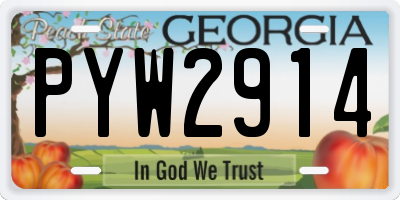 GA license plate PYW2914
