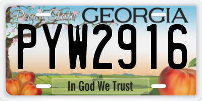 GA license plate PYW2916