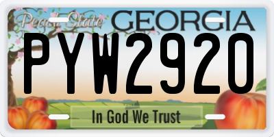 GA license plate PYW2920