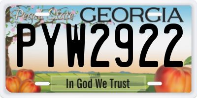 GA license plate PYW2922