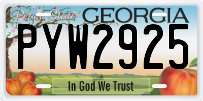 GA license plate PYW2925