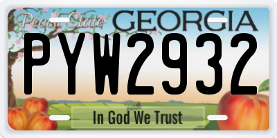 GA license plate PYW2932