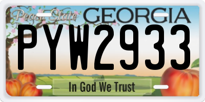 GA license plate PYW2933