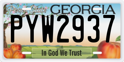 GA license plate PYW2937