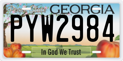 GA license plate PYW2984