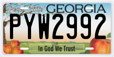 GA license plate PYW2992