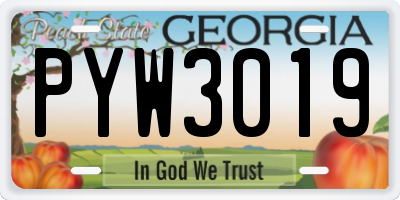 GA license plate PYW3019