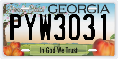 GA license plate PYW3031