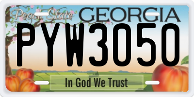 GA license plate PYW3050