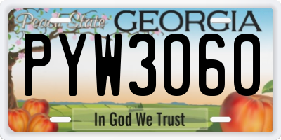 GA license plate PYW3060