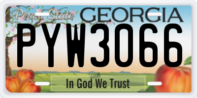 GA license plate PYW3066