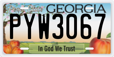 GA license plate PYW3067