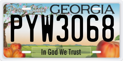 GA license plate PYW3068