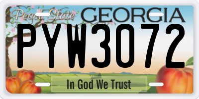 GA license plate PYW3072
