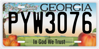 GA license plate PYW3076