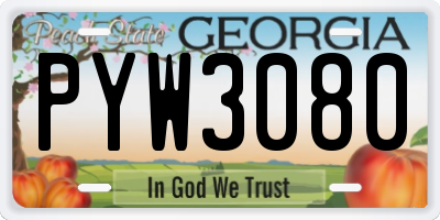 GA license plate PYW3080