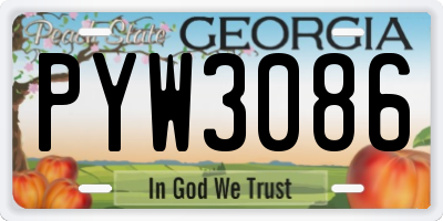 GA license plate PYW3086