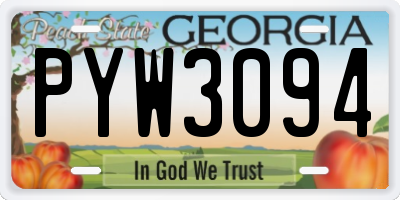 GA license plate PYW3094