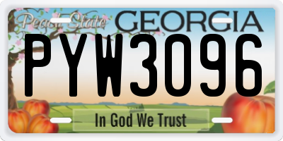 GA license plate PYW3096