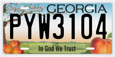 GA license plate PYW3104