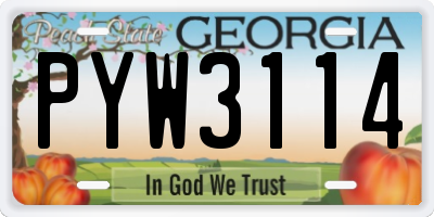 GA license plate PYW3114
