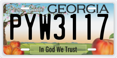 GA license plate PYW3117